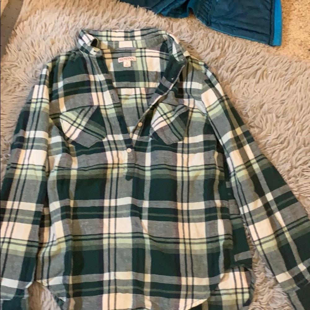 Merona quarter button plaid shirt